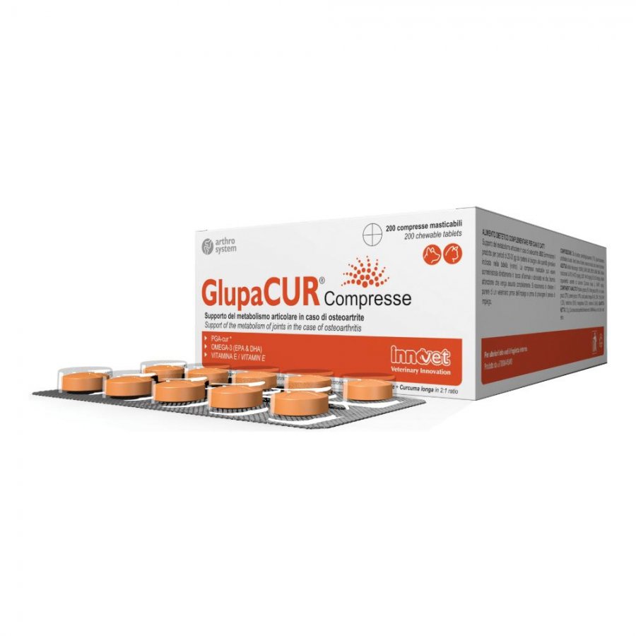 GlupaCur Sollievo Articolare per Cani e Gatti - 200 Compresse, Integratore per Articolazioni e Mobilità
