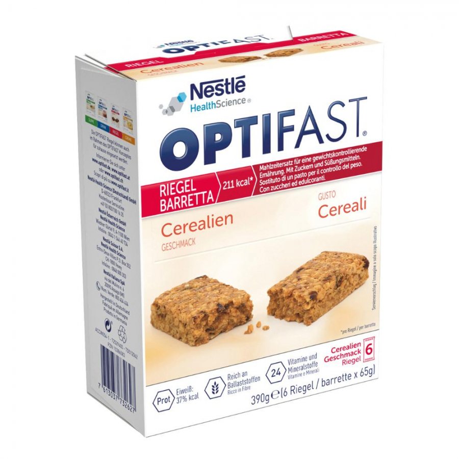 Nestlé Optifast Barretta Cereali 6x65g - Sostitutivo del Pasto per Dimagrire con Fibre