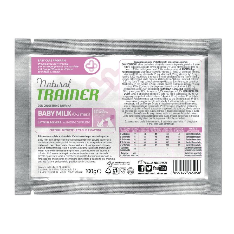TRAINER NATURAL CANE/GATTO BABY MILK 100GR