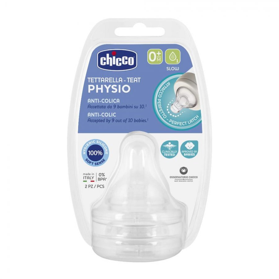 Chicco Tettarella 2 Pezzi Perfect 5 Silicone 1 Foro 0 Mesi+ - L'Accompagnamento Perfetto per l'Alimentazione del Tuo Bambino