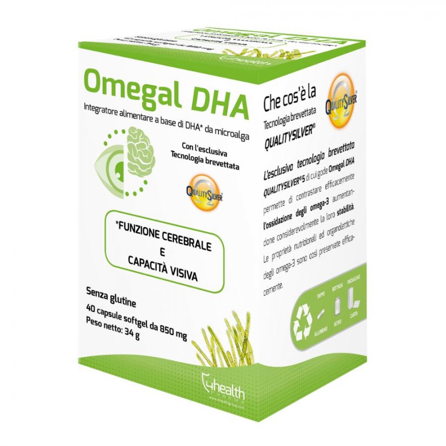 Omegal DHA Integratore Omega-3 Vegetale - 40 Capsule Molli - Schizochytrium Microalghe