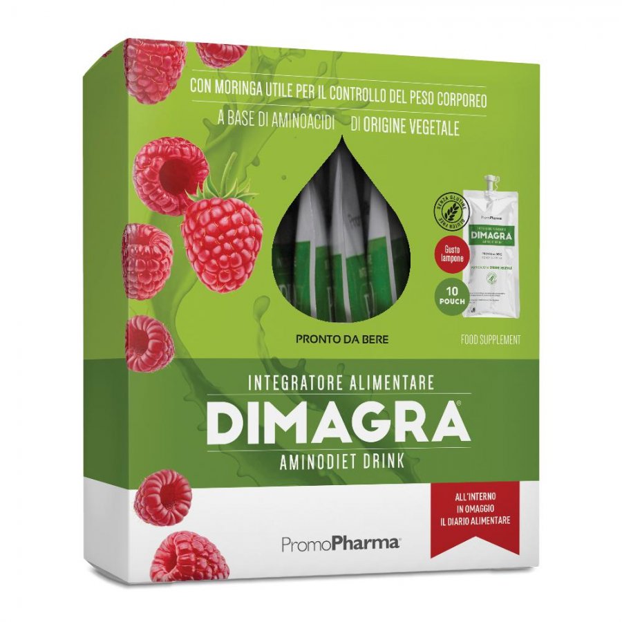 Dimagra Aminodiet Drink 10 Pouch da 80g Gusto Lampone - Integratore Proteico in Pouch Monodose