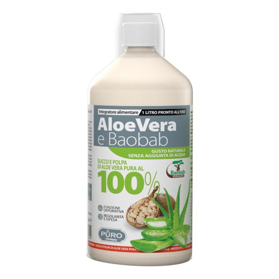 Forhans - Puro Aloe Vera Succo E Polpa 100% + Baobab 1 Litro