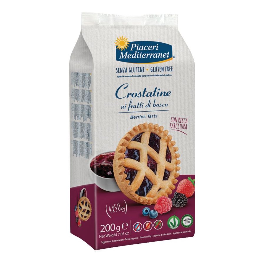 Piaceri Mediterranei Crostatine Frutti di Bosco Senza Glutine, 4 x 50 g