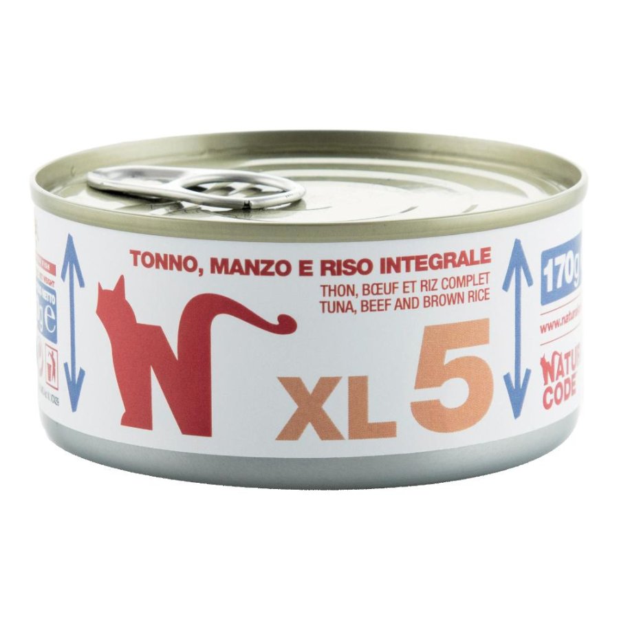 NATURAL CODE GATTO XL5 TONNO MANZO RISO INTEGRALE 170GR (lattina)
