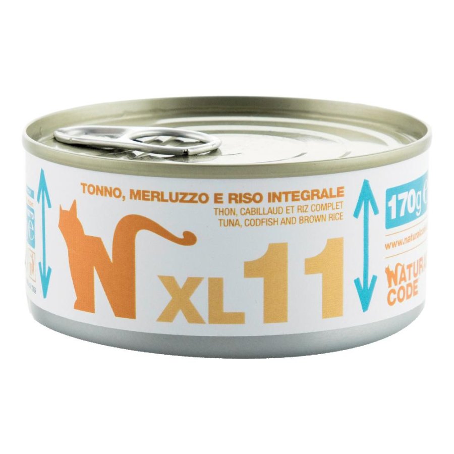 NATURAL CODE GATTO XL11 TONNO MERLUZZO RISO INTEGRALE 170GR (lattina)