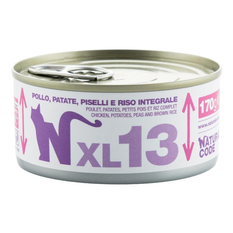 NATURAL CODE GATTO XL13 POLLO PATATE PISELLI RISO INTEGRALE 170GR (lattina)