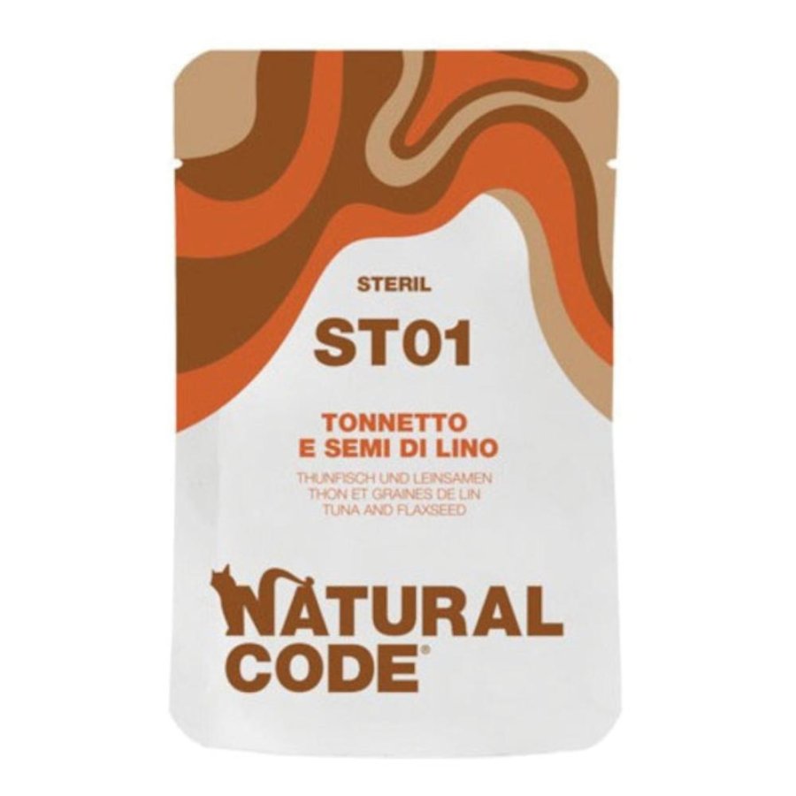 NATURAL CODE GATTO ST01 STERIL TONNETTO SEMI DI LINO 70GR (bustina)