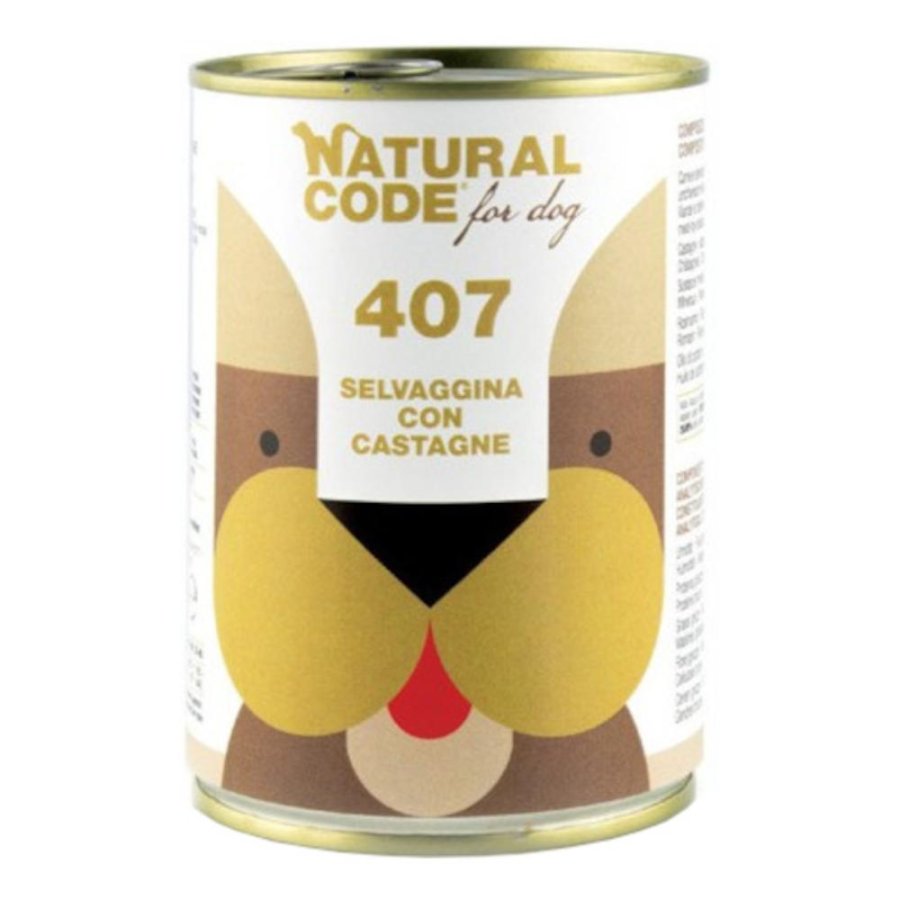 NATURAL CODE CANE 407 SELVAGGINA CASTAGNE 400GR (lattina)