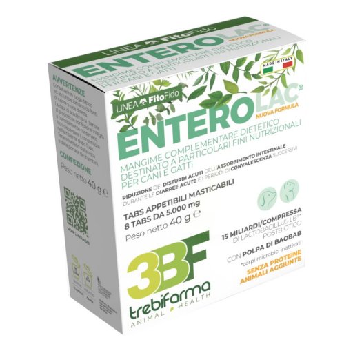 Enterolac Mangime Complementare Per Cani e Gatti 8 Compresse - Integrazione Digestiva per Animali Domestici