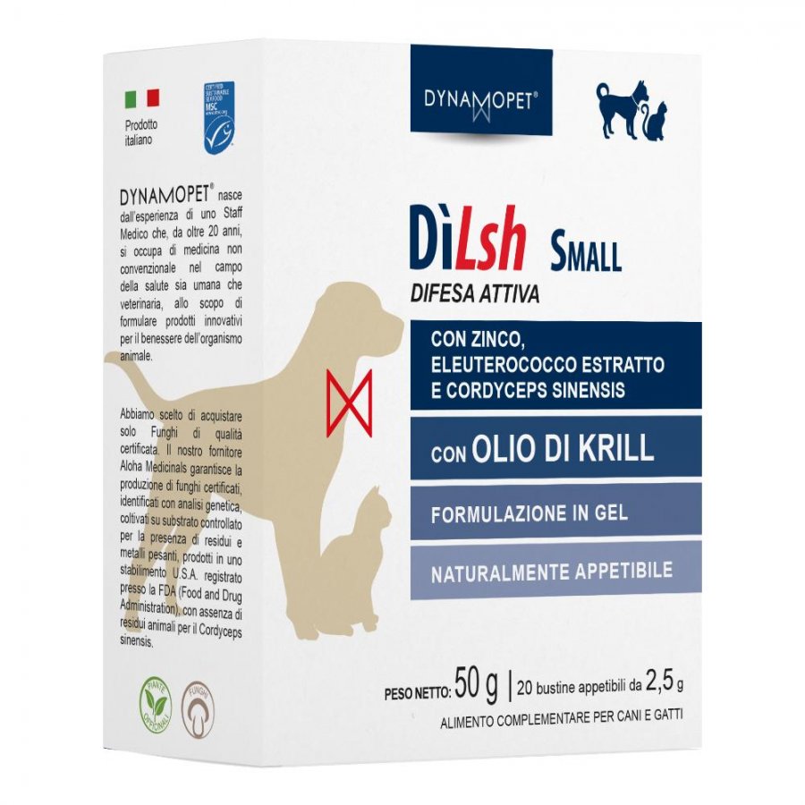 Dilsh Small Difesa Attiva Alimento Complementare Per Cani 20 Bustine da 10g - Rafforza il sistema immunitario del tuo amico a quattro zampe