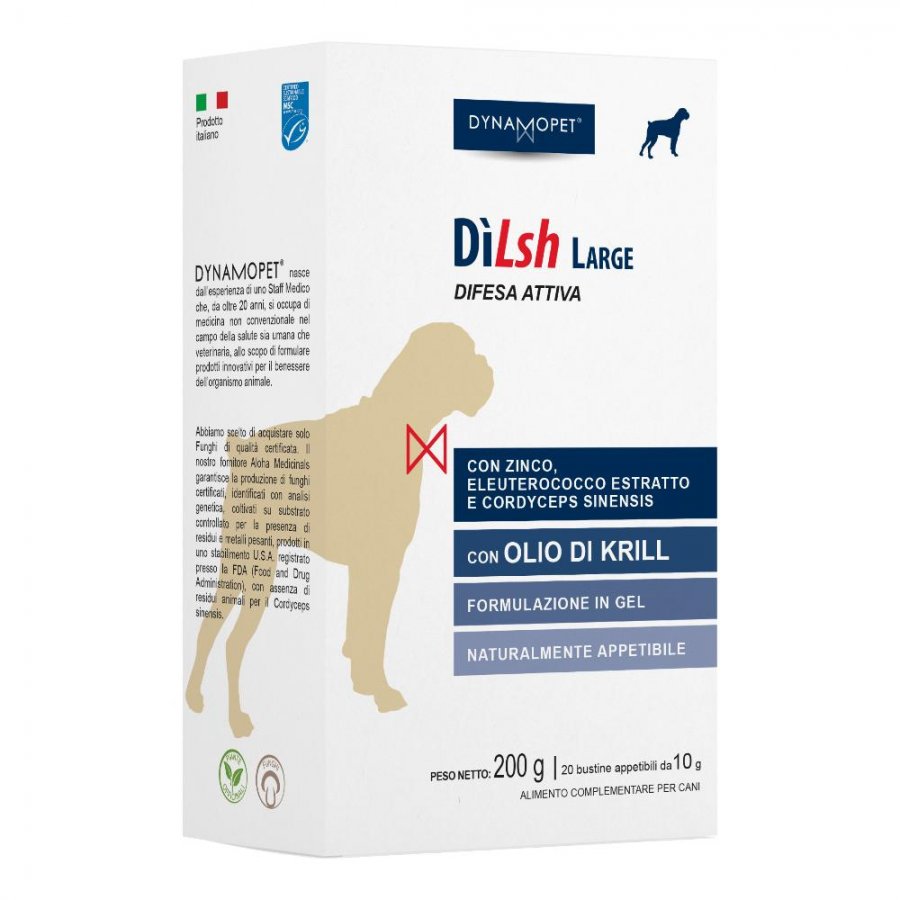 Dilsh Large Difesa Attiva Alimento Complementare Per Cani 20 Bustine da 10g - Supporta il sistema immunitario del tuo cane