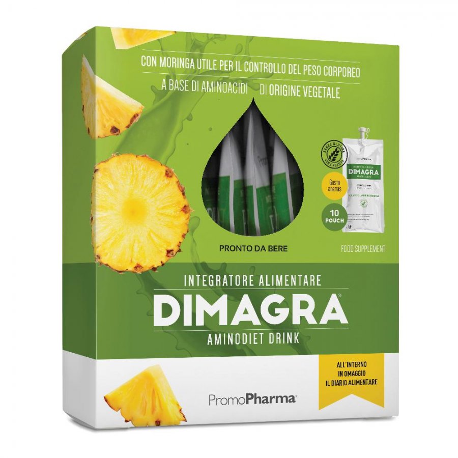 Dimagra Aminodiet Drink 10 Pouch da 80g Gusto Ananas - Integratore Proteico in Pouch Monodose