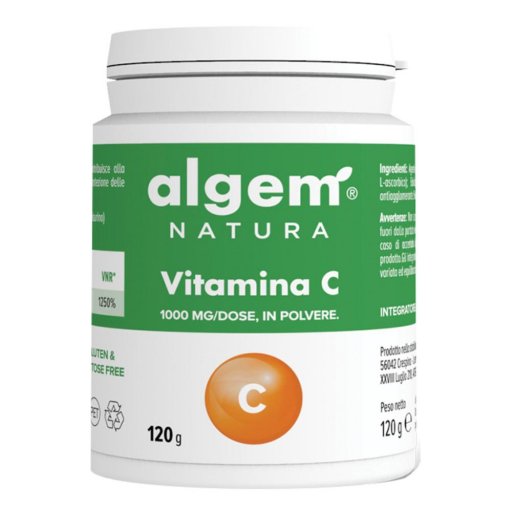 Vitamina C 1000mg - Integratore Alimentare in Polvere 120g, Supporto Immunitario e Protezione Cellulare, Gusto Limone