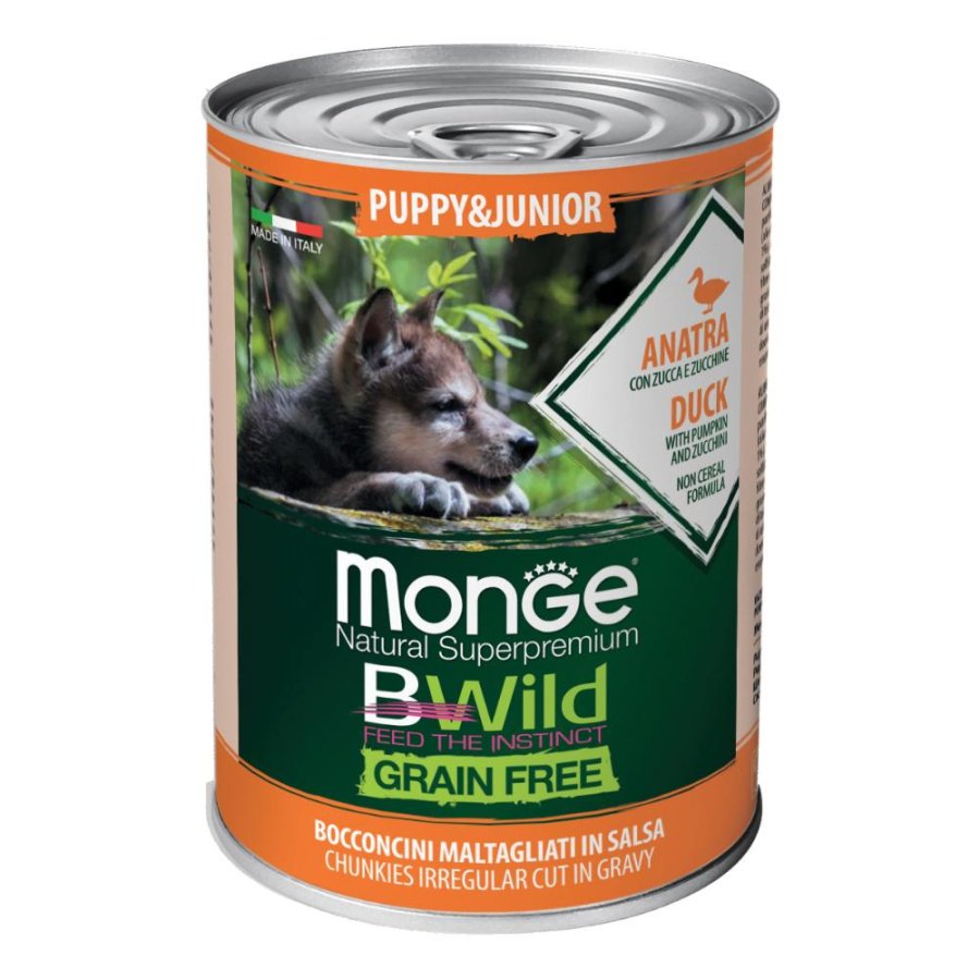 MONGE CANE BWILD GRAIN FREE GRAVY (IN SALSA) PUPPY/JUNIOR ANATRA 400GR (lattina)