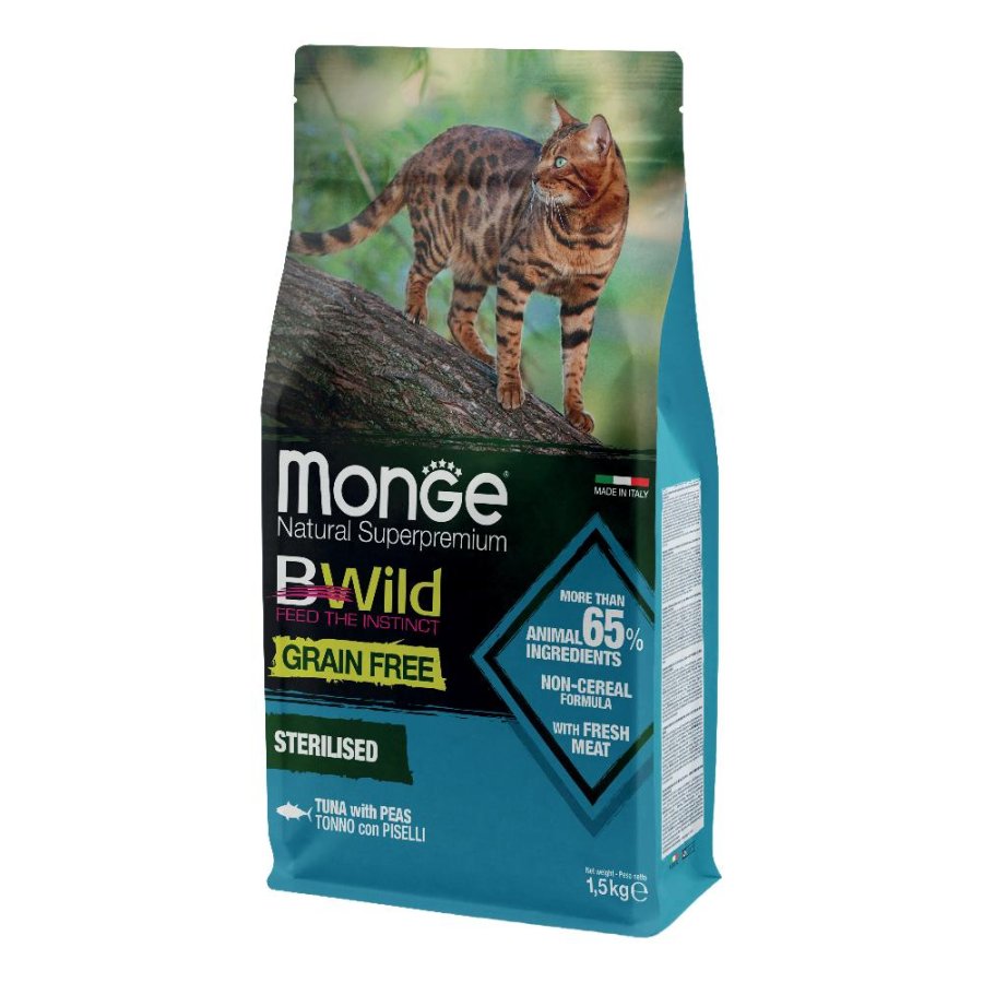 Monge BWild Grain Free Sterilised Tonno con Piselli, 1,5 kg Monge BWild Grain Free Sterilised Tonno con Piselli, 1,5 kg