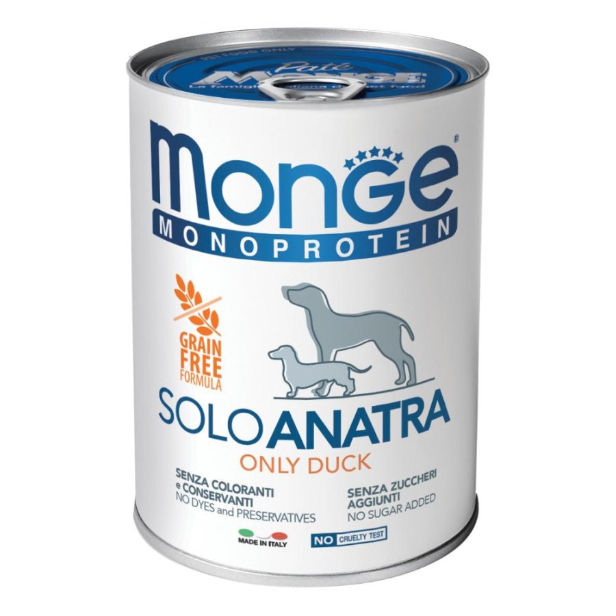 MONGE CANE MONOPROTEICO SOLO ANATRA 400GR (lattina)