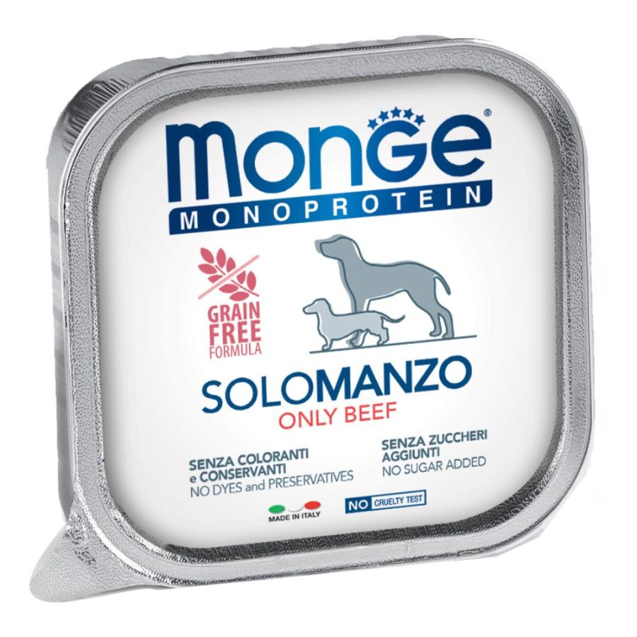 MONGE CANE MONOPROTEICO SOLO MANZO 150GR (vaschetta)