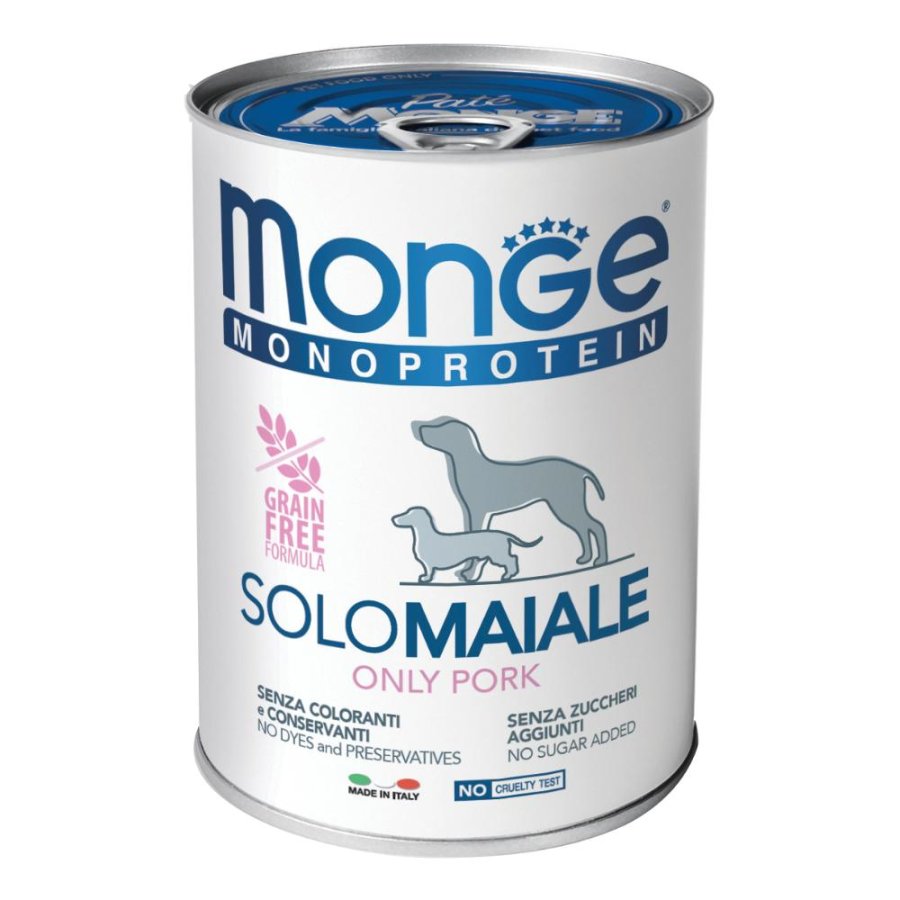 MONGE CANE MONOPROTEICO SOLO MAIALE 400GR (lattina)