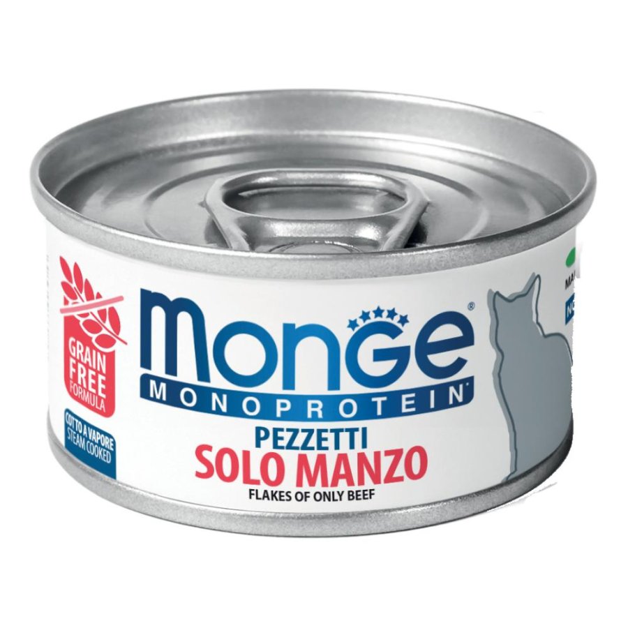 MONGE GATTO MONOPROTEICO SOLO MANZO 80GR (lattina)