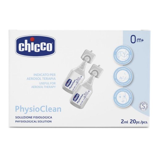 Chicco Physioclean Soluzione Fisiologica Detersione Nasale 20 Pezzi da 2ml 0 Mesi+ - Soluzione Fisiologica per Neonati