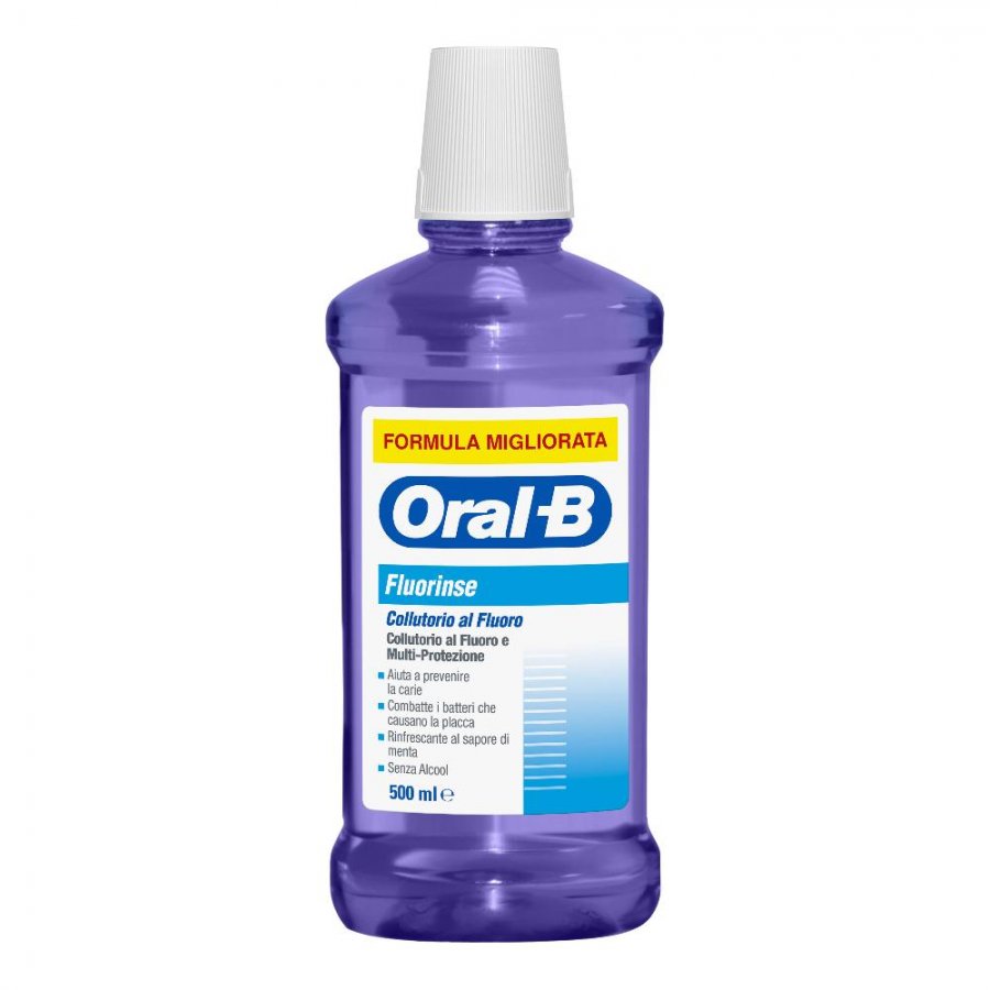 Oral-B - Fluorinse Colluttorio 500ml, Colluttorio al Fluoro per l'igiene orale quotidiana