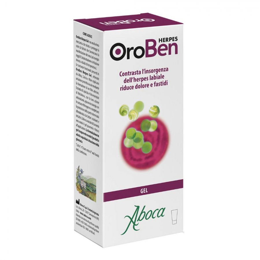 Aboca OroBen - Herpes Gel Contrasta l'Herpes Labiale e Riduce il Fastidio 8 ml