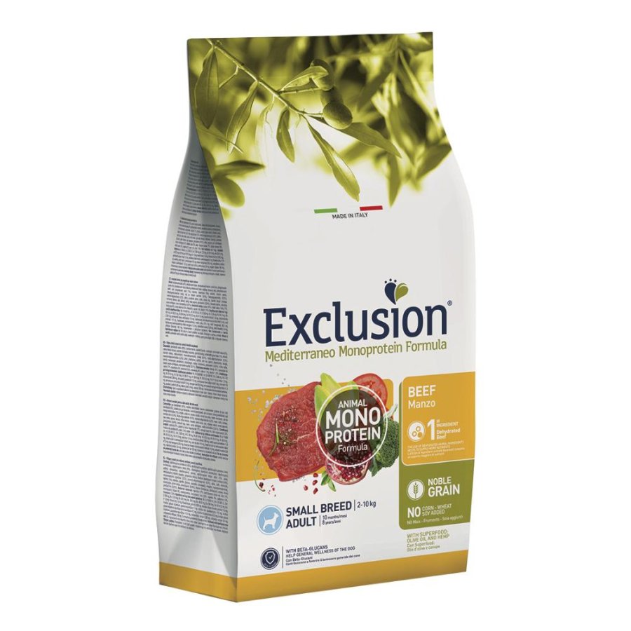 EXCLUSION CANE MEDITERRANEO MONOPROTEICO NOBLE GRAIN SMALL BREED ADULT MANZO 500GR