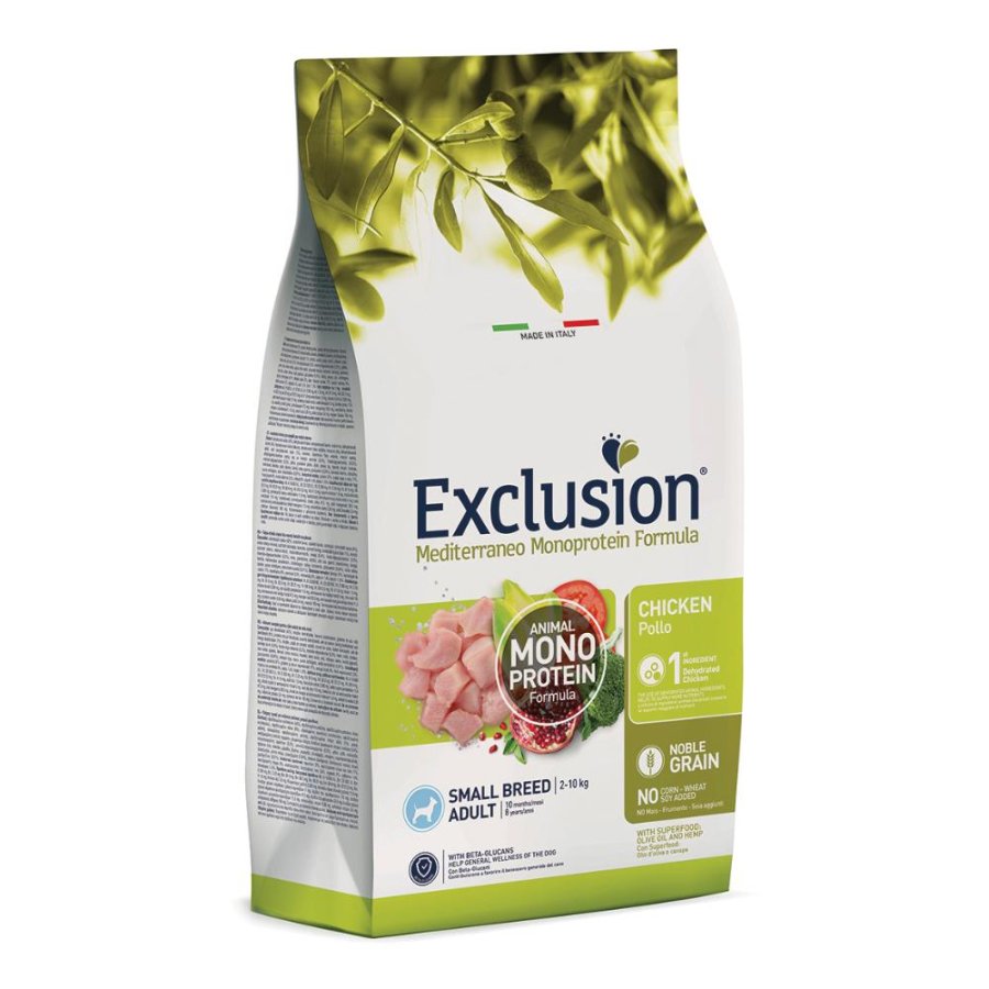 EXCLUSION CANE MEDITERRANEO MONOPROTEICO NOBLE GRAIN SMALL BREED ADULT POLLO 500GR FLASH