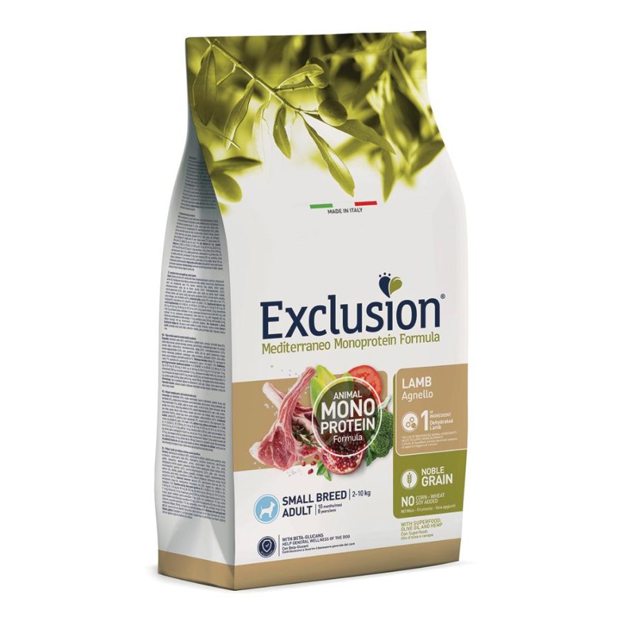 EXCLUSION CANE MEDITERRANEO MONOPROTEICO NOBLE GRAIN SMALL BREED ADULT AGNELLO 500GR FLASH
