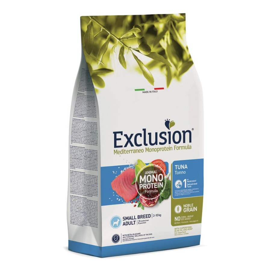 EXCLUSION CANE MEDITERRANEO MONOPROTEICO NOBLE GRAIN SMALL BREED ADULT TONNO 500GR FLASH