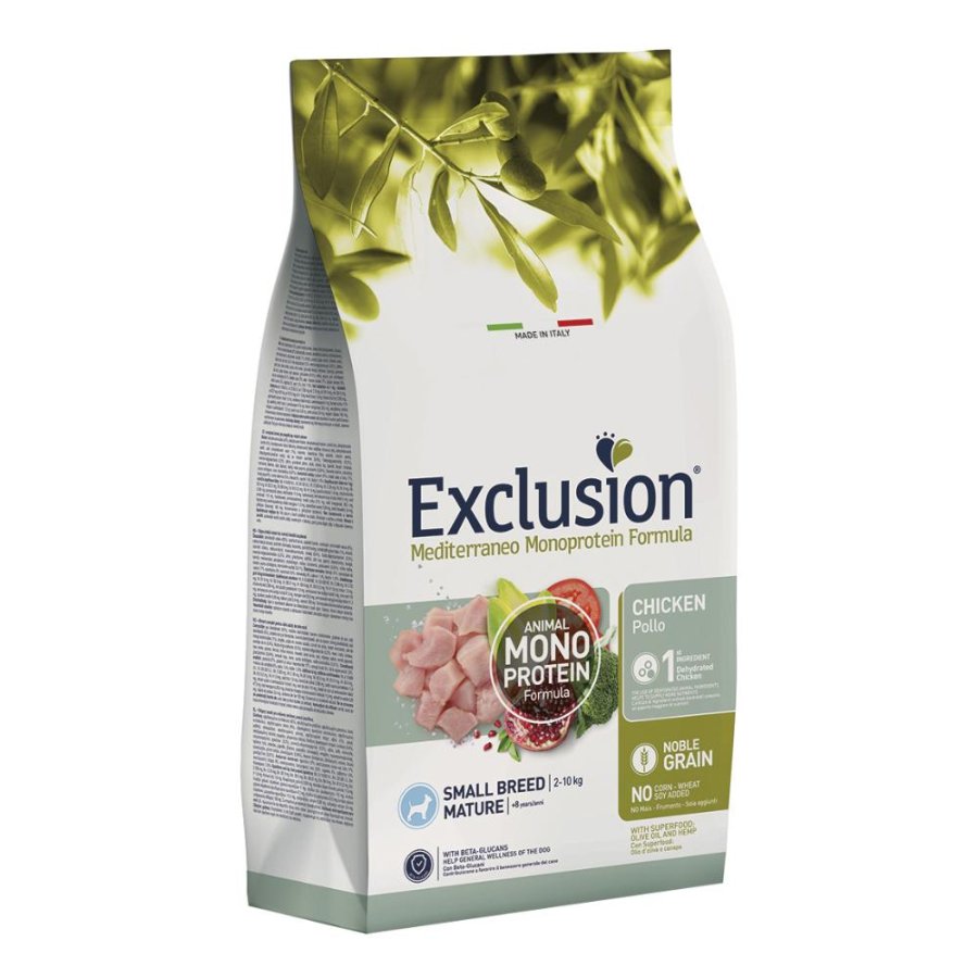 EXCLUSION CANE MEDITERRANEO MONOPROTEICO NOBLE GRAIN SMALL BREED MATURE POLLO 500GR FLASH