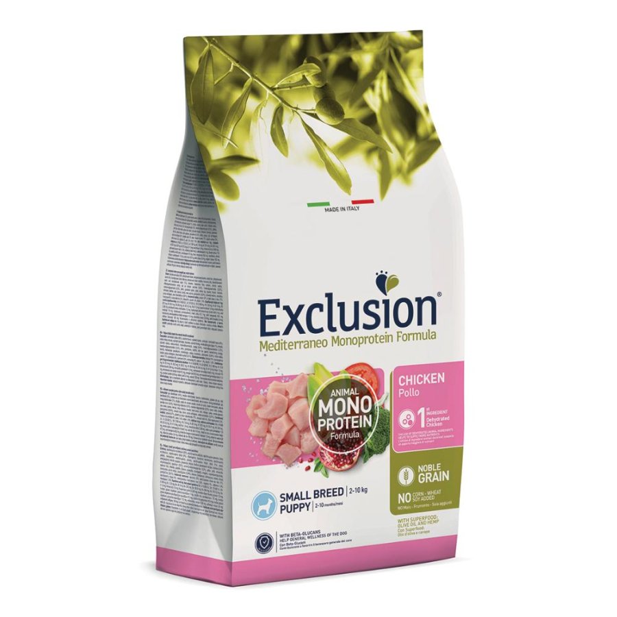 EXCLUSION CANE MEDITERRANEO MONOPROTEICO NOBLE GRAIN SMALL BREED PUPPY POLLO 500GR