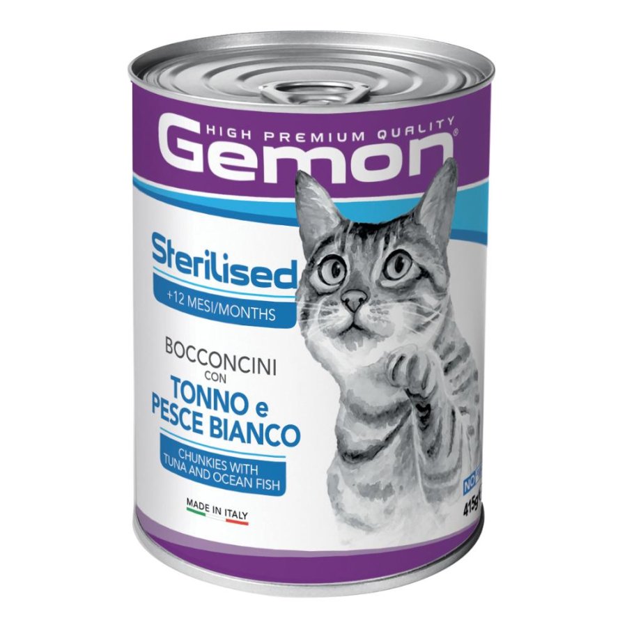 GEMON GATTO STERILISED TONNO PESCE BIANCO 415GR (lattina)