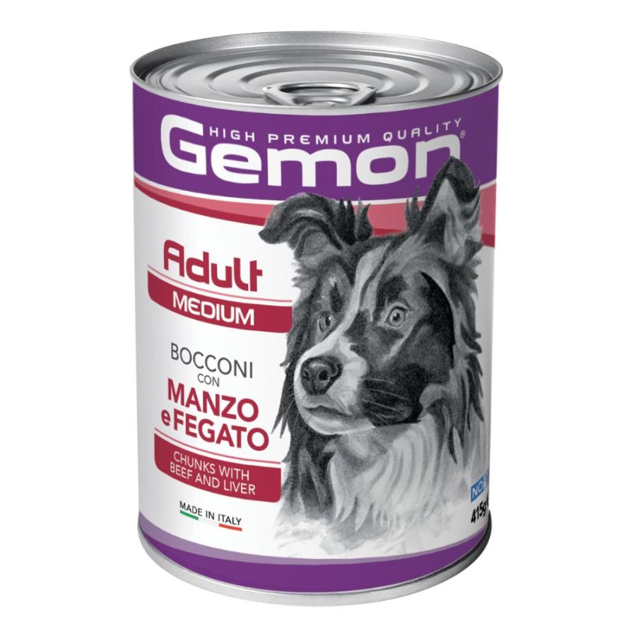 GEMON CANE BOCCONI MEDIUM ADULT MANZO FEGATO 415GR (lattina)