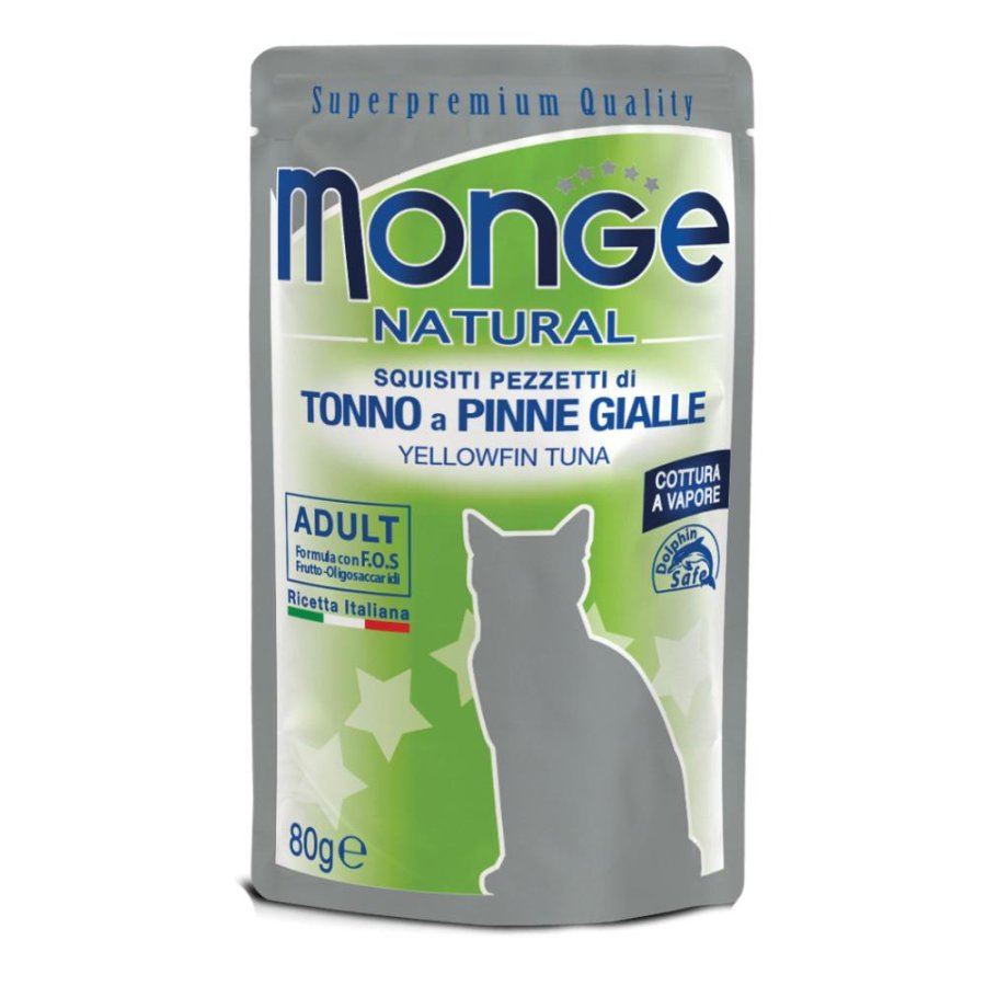 MONGE GATTO NATURAL ADULT TONNO PINNE GIALLE 80GR (bustina)