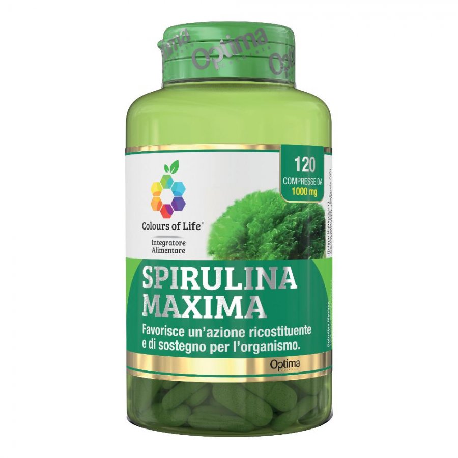 Colours of Life Spirulina Maxima 120 Compresse da 1000 mg - Integratore per Energia Mentale e Fisica