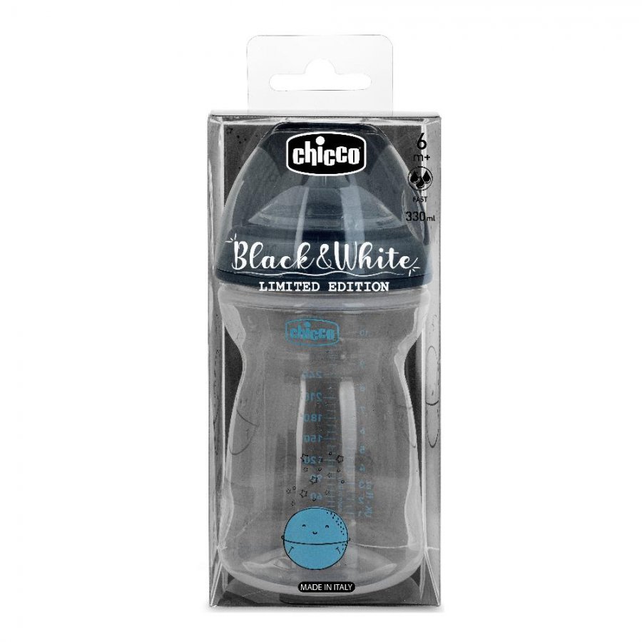 Chicco Natural Feeling Black&White Biberon 330ml - Biberon Chicco Limited Edition