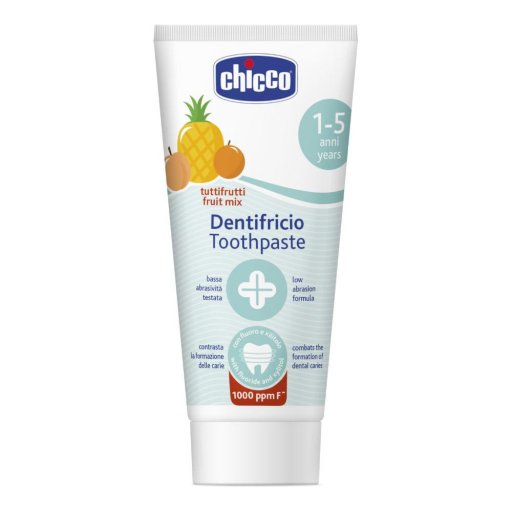 Chicco Dentifricio Tutti I Frutti 1-5 Anni - Dentifricio Gusto Fruit Mix per Bambini da 1 a 5 Anni