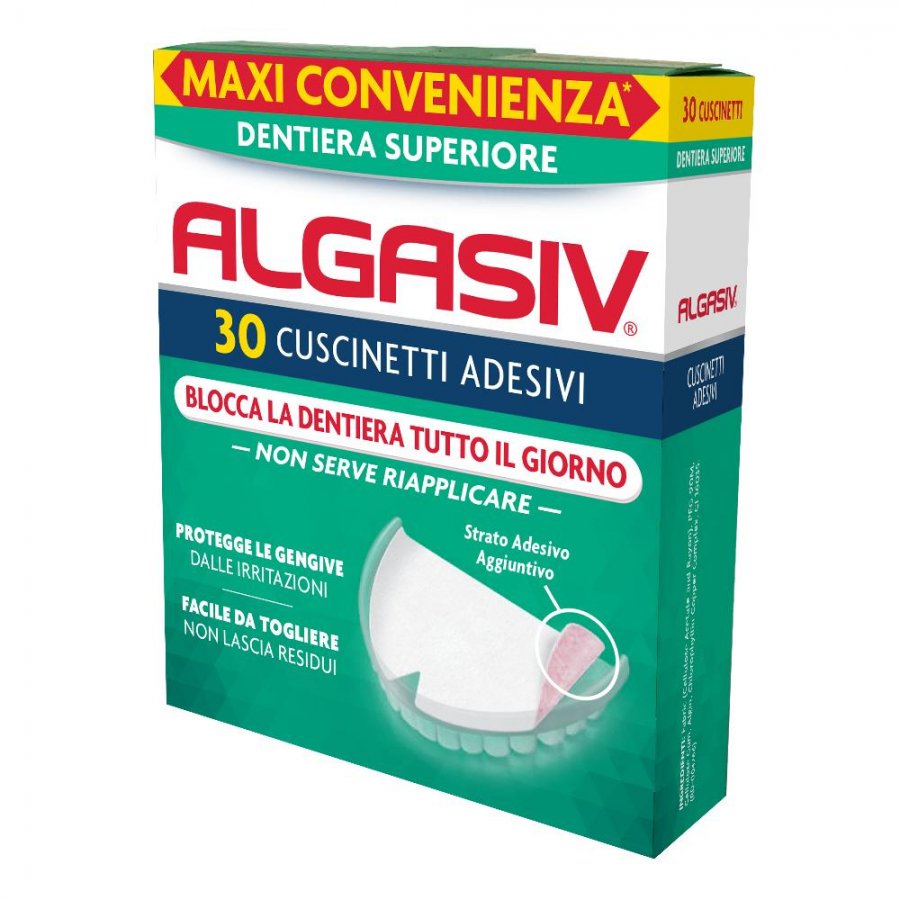 Algasiv - 30 Cuscinetti Adesivi Dentiera Superiore