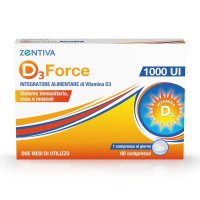 Zentiva D3 Force 1000 UI Integratore di Vitamina D3, 60 Compresse