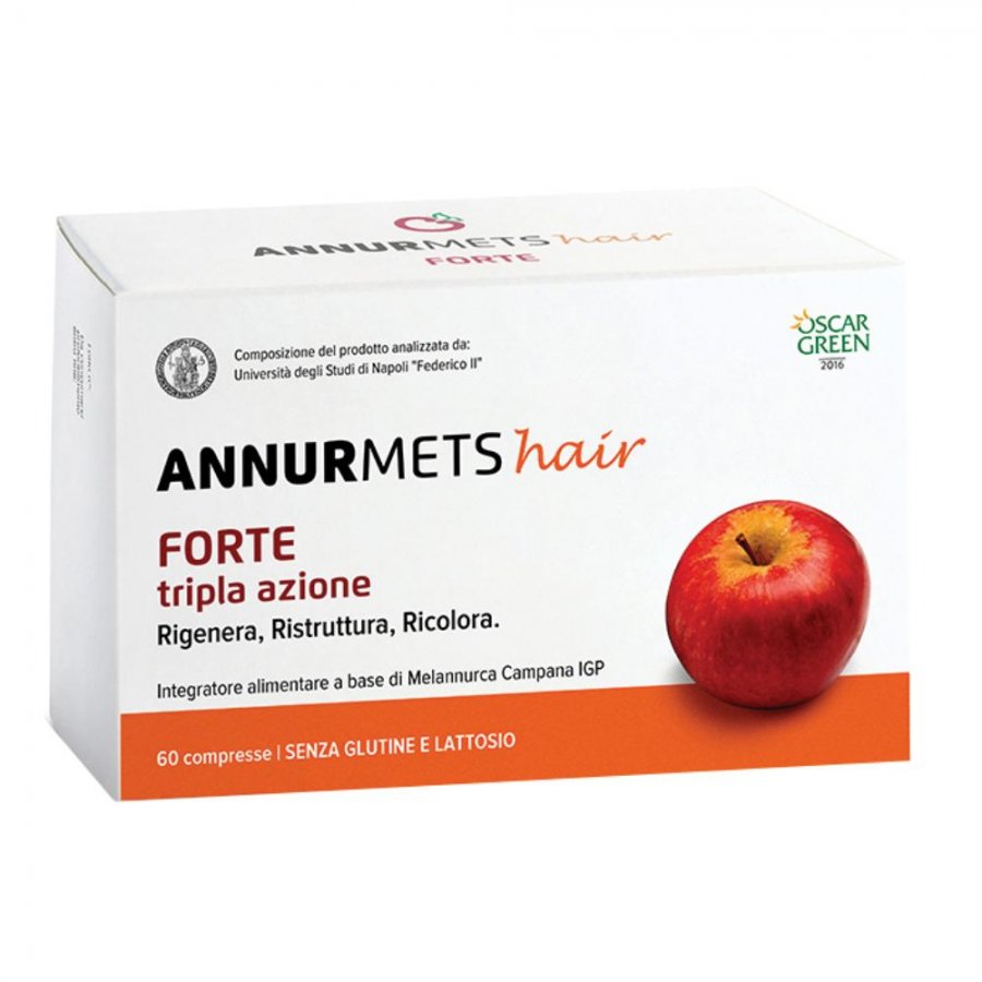Annurmets Hair Forte Tripla Azione 60 Compresse - Integratore per Capelli Sani, Crescita e Resistenza