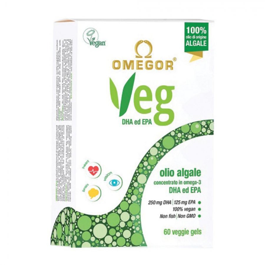 Omegor Veg - Integratore di Omega-3 Vegetale - 60 Capsule - Supporto per la Salute Cardiaca e Cognitiva