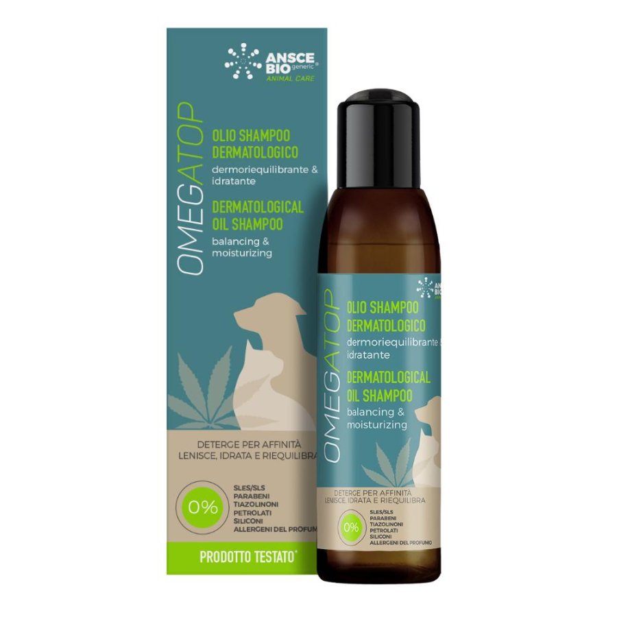 OMEGATOP OLIO SHAMPOO CANE/GATTO DERMATOLOGICO FLACONE 200ML - ANSCE BIO GENERIC