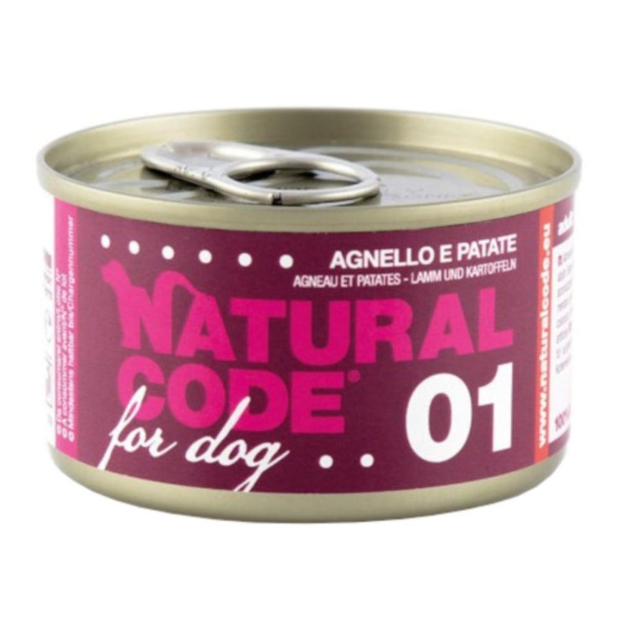 NATURAL CODE CANE 01 AGNELLO PATATE 90GR (lattina)