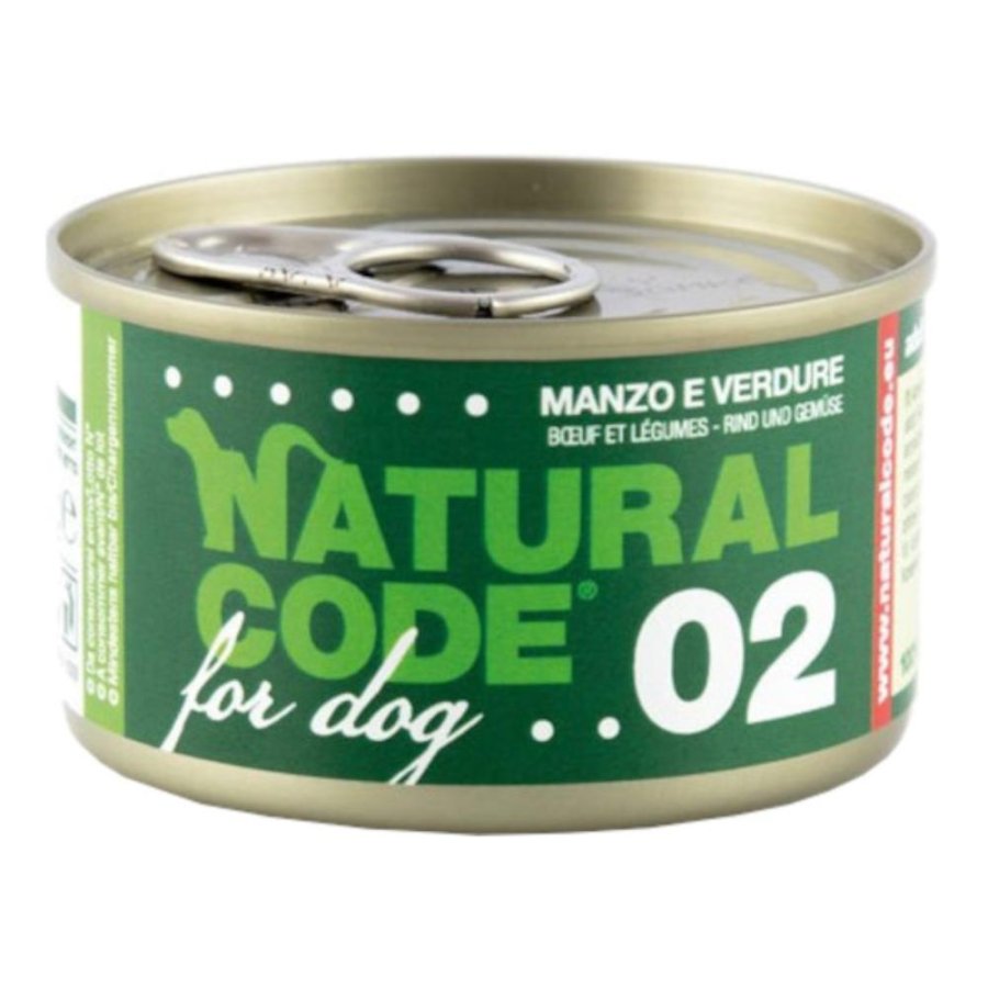 NATURAL CODE CANE 02 MANZO VERDURE 90GR (lattina)