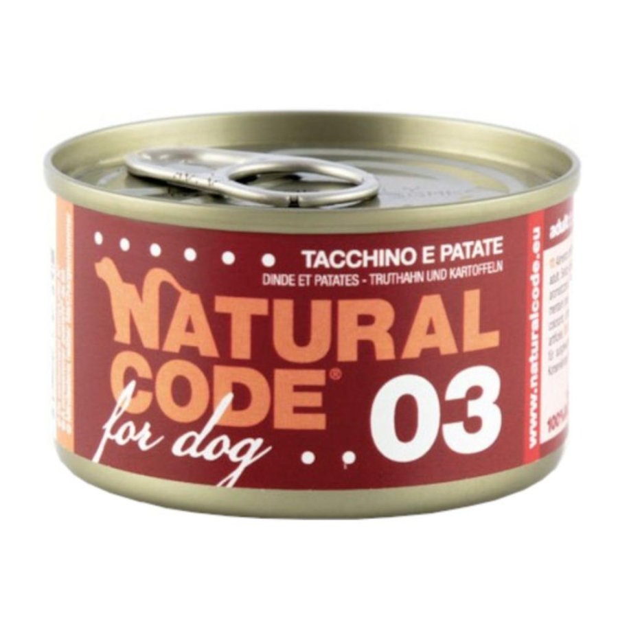 NATURAL CODE CANE 03 TACCHINO PATATE 90GR (lattina)