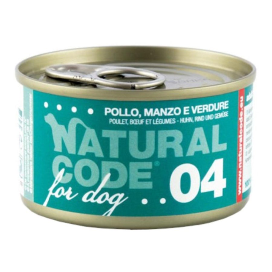 NATURAL CODE CANE 04 POLLO MANZO VERDURE 90GR (lattina)