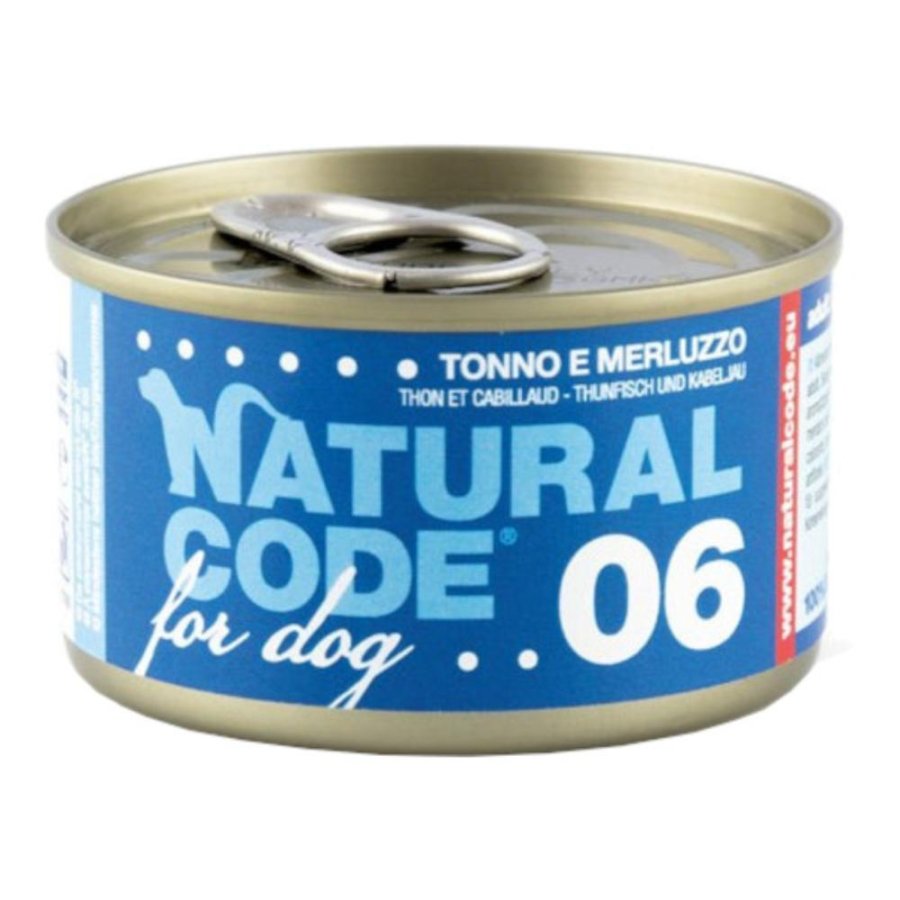 NATURAL CODE CANE 06 TONNO MERLUZZO 90GR (lattina)