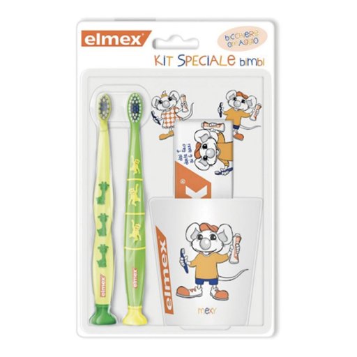 Elmex - Special Pack Dentifricio Bimbi 50ml + 2 Spazzolini Bimbi 3-6 Anni + 1 Tazza Omaggio - Cura Orale Completa per Bambini